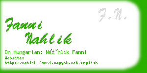 fanni nahlik business card